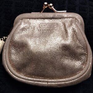 Coach Gold Metallic Mini Kisslock Coin Pouch